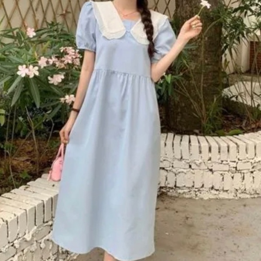 Korean Dress, Vintage Puffy Sleeves Dress